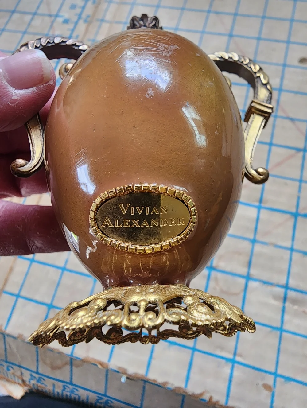 Vivian Alexander Antique Fabrege Egg Clock Brown Gold *needs Battery